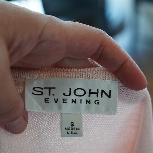St.John Evening Sz 6‎ SOFT PINK Glam Boucle Santana Knit Blazer Jacket Set - Picture 3 of 12